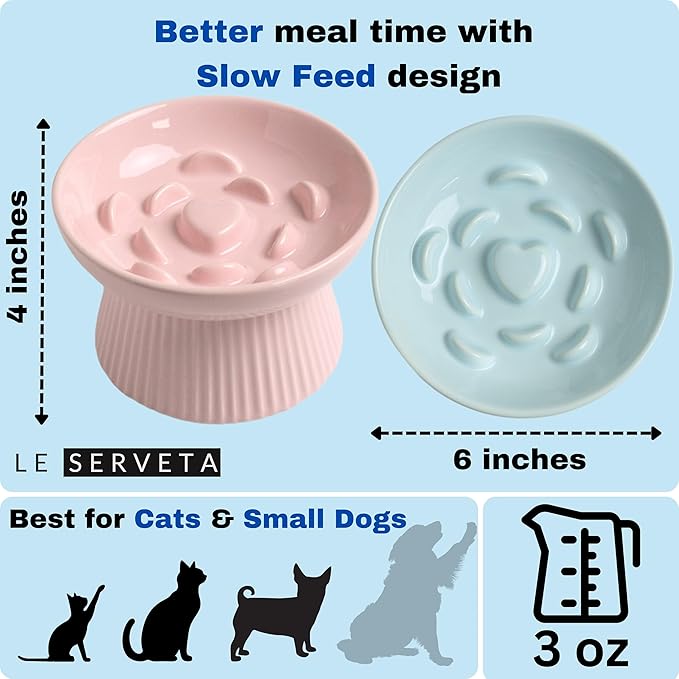 2 Pack Slow Feeder Cat Bowl